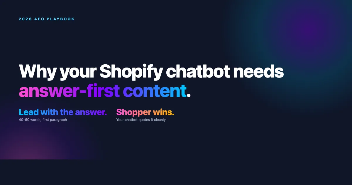 Answer-First Content for Shopify Chatbots: 2026 Playbook